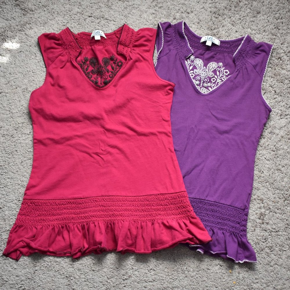 Two Lei Shirts Purple and Pink